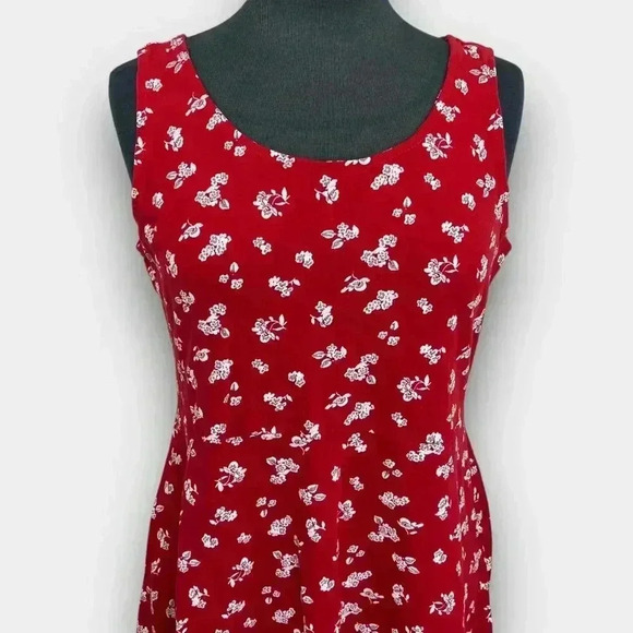 2 DYE 4 ladies floral sleeveless large dress‎ red with white flowers - Picture 5 of 11